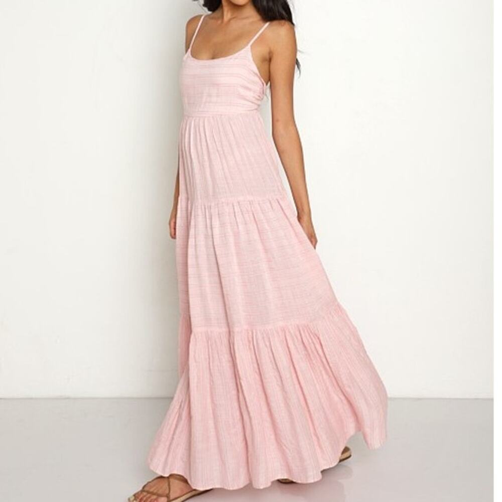 L Space Rose Quartz Santorini Back Tie Strappy Petite Small Maxi Dress